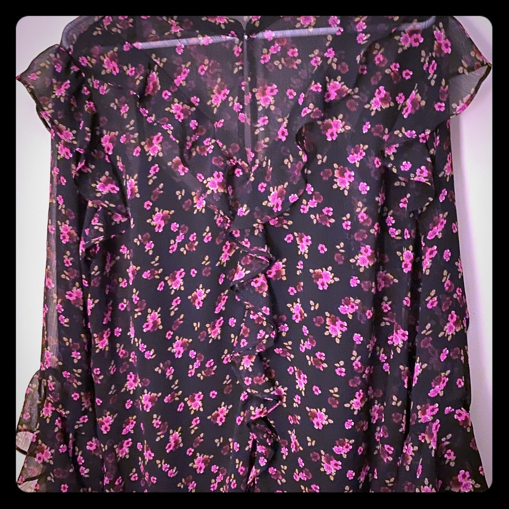 Express Floral Georgette bell sleeve sheer blouse